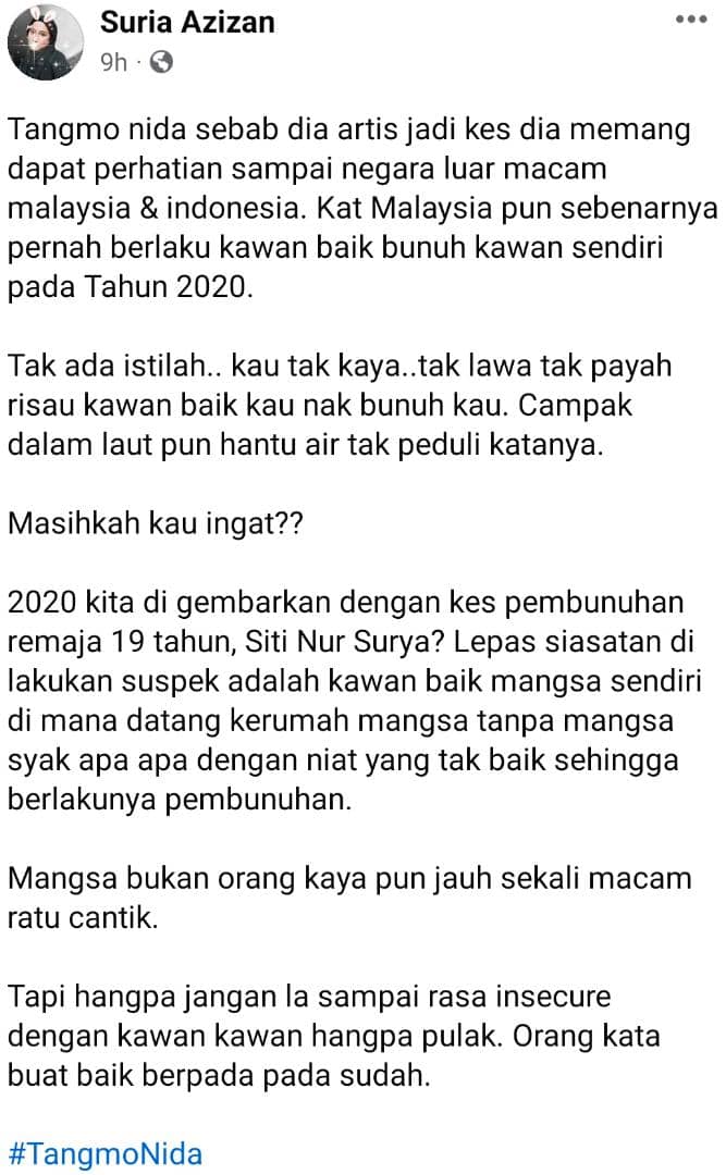 Dikhianati Kawan Persis Tangmo, Suspek Siti Nur Surya Masih Tidak Mengaku Salah 2